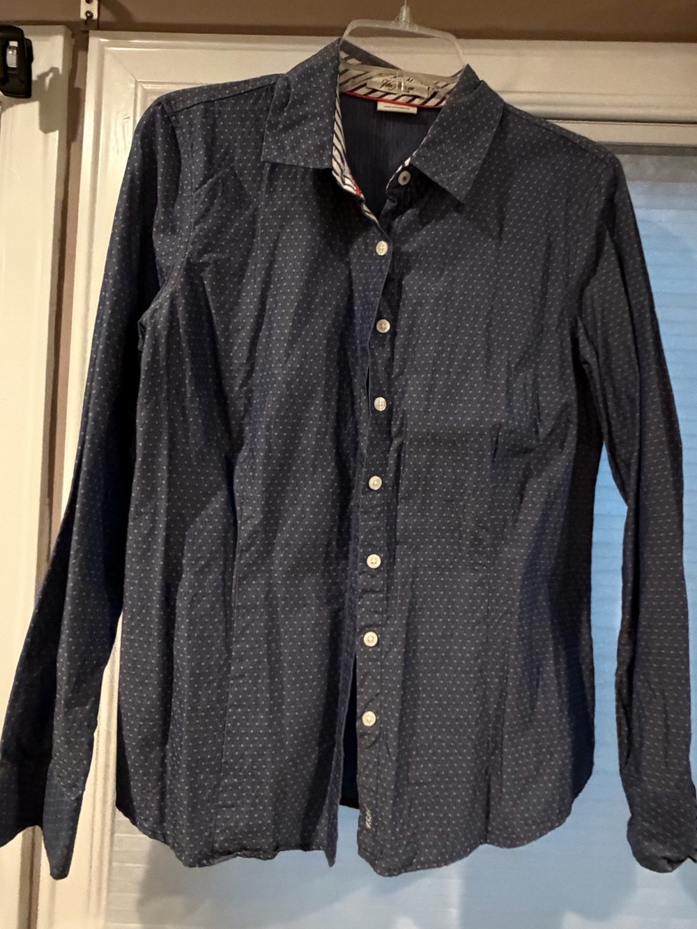 Van Heusen Navy Dot Button-Down Women's Shirt